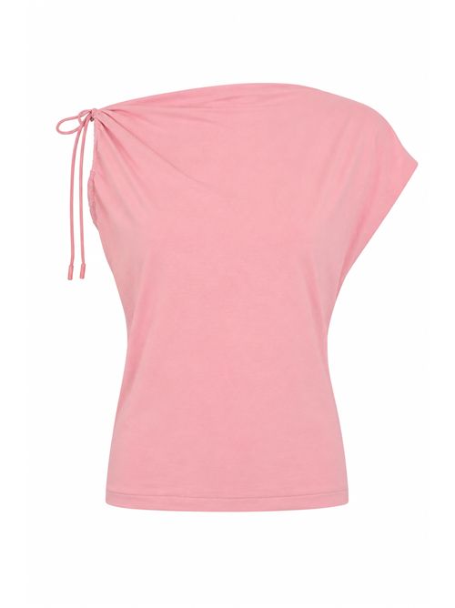 Top con collo asimmetrico in cotone stretch Rosa Alpha Studio | AD-6430C2015
